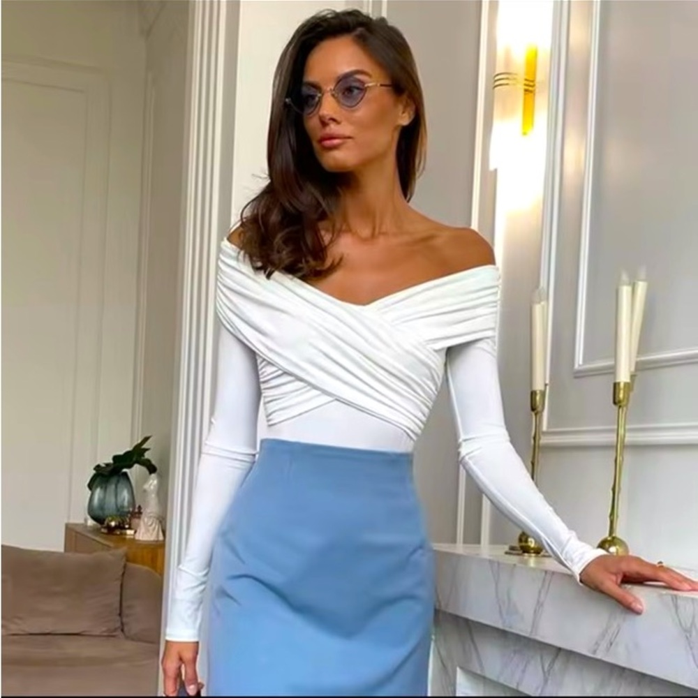 White off the shoulder bodysuit